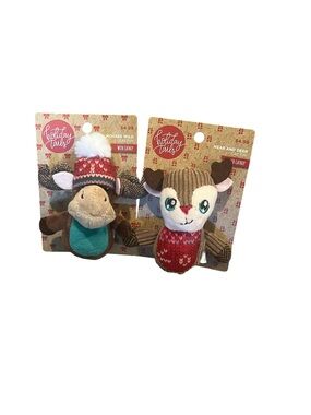 Holiday Tails PETCO Cat Toy Lot Mooses Wild Near And Deer Plush Catnip Xmas